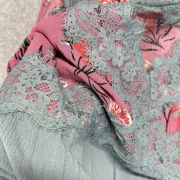 Umgee Sleeveless Dress Womens Large Pink Blue Floral Lace Keyhole Gauzy Flowy - Picture 11 of 12